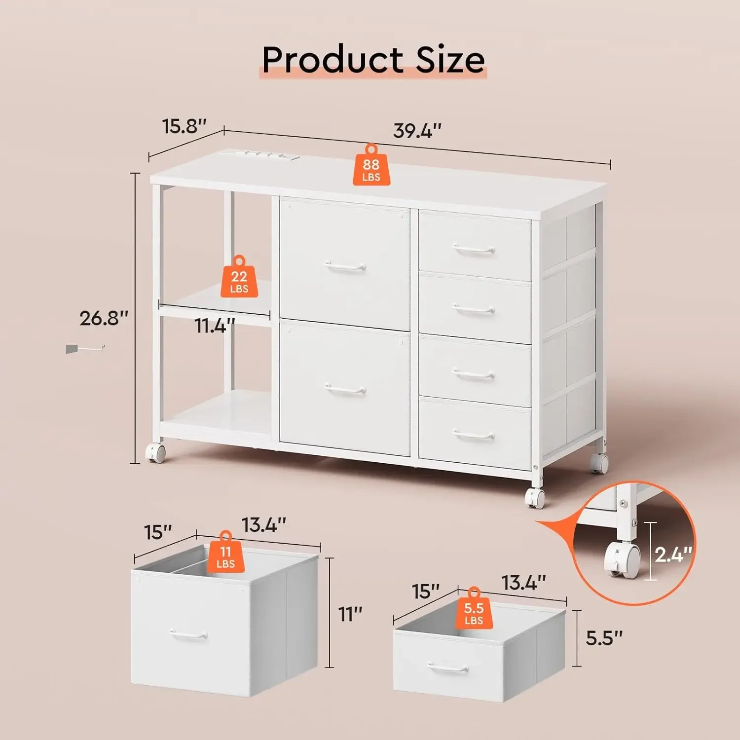 File Cabinet Lateral - Ruchomy stojak na drukarkę ze stacją