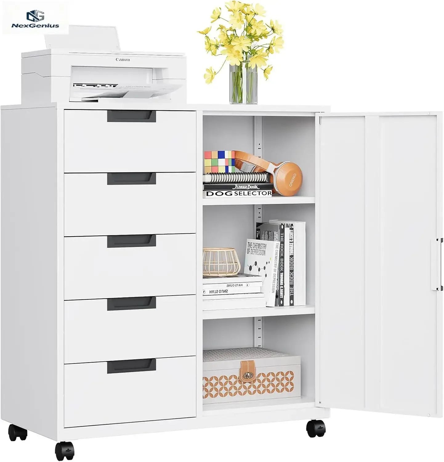 File Cabinet Lateral - Szafka z 5 szufladami, drzwiami i