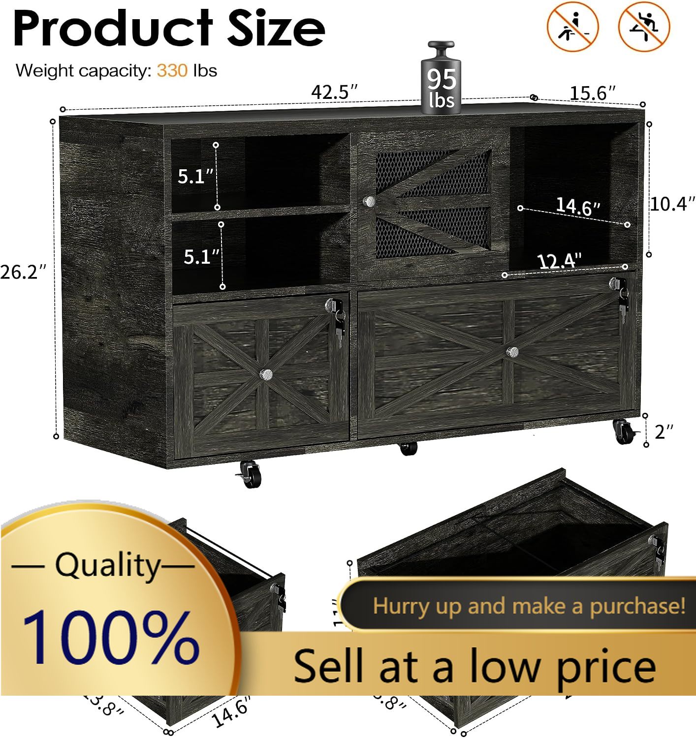 File Cabinet Lateral - Szafka na dokumenty w stylu farmhouse