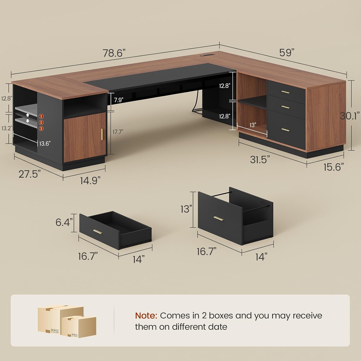 Biurko w kształcie litery L o  – File Cabinet Lateral recenzja i cena